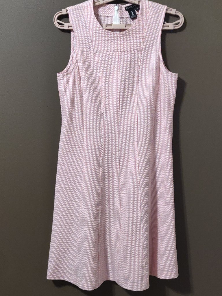Peace Of Cloth Pink/White Seersucker Jillian Dress Size Small